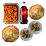 Football Combo #4 (two) Large cheese pizzas - (12) Garlic knots - half tray of wings - 2 liter soda
